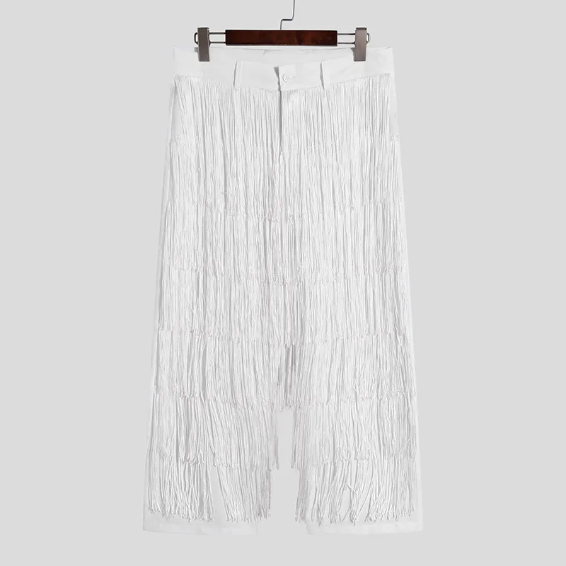 White Tassel Cascade Pants